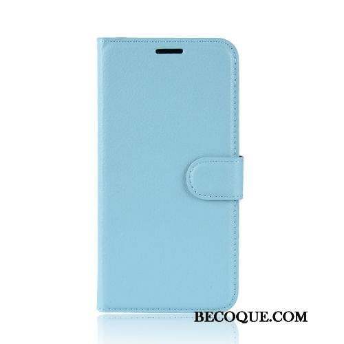 Moto E6 Plus Bleu Simple Litchi Protection Coque De Téléphone Business