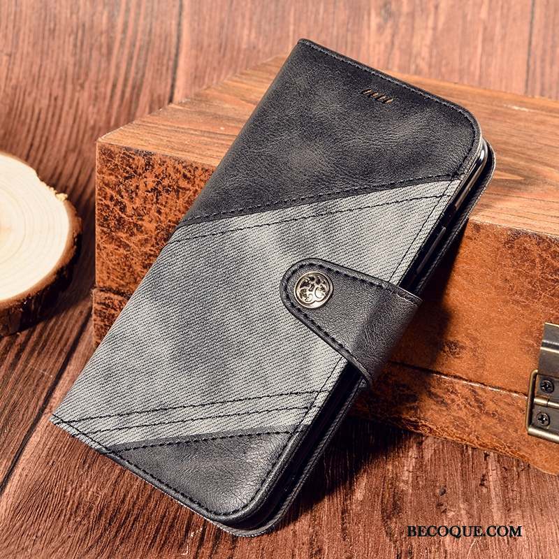 Moto E6 Plus Clamshell Fluide Doux Coque Téléphone Portable Noir Protection