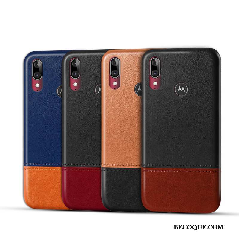 Moto E6 Plus Coque De Téléphone Noir Étui En Cuir Protection