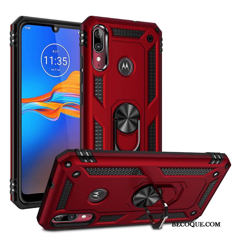 Moto E6 Plus Rouge Difficile À Bord Coque Tout Compris Magnétisme