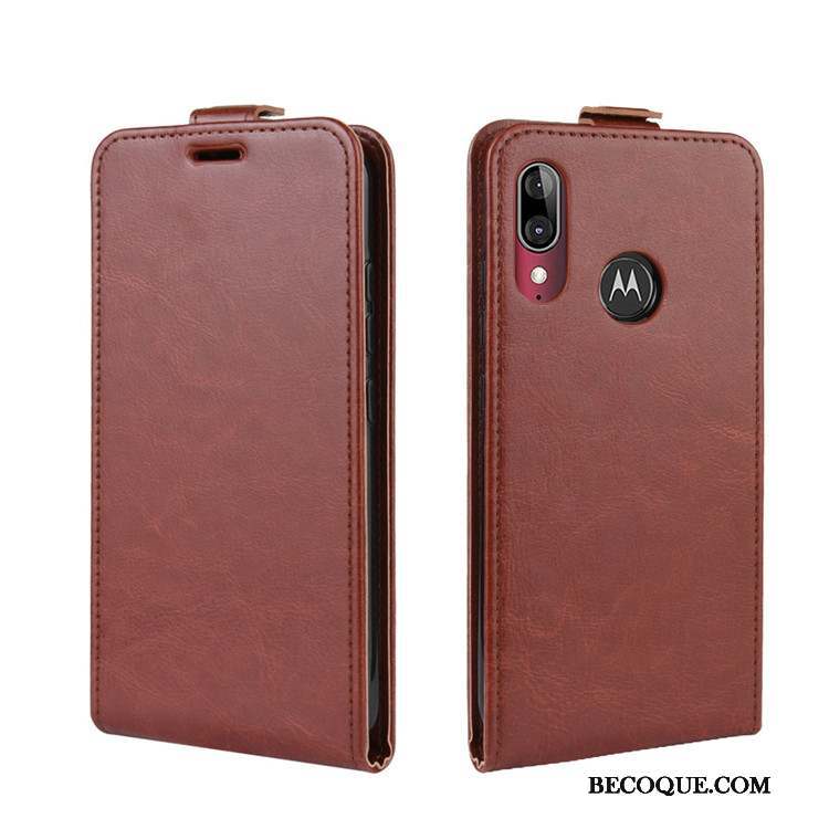 Moto E6 Plus Étui En Cuir Coque Incassable Housse De Téléphone Protection