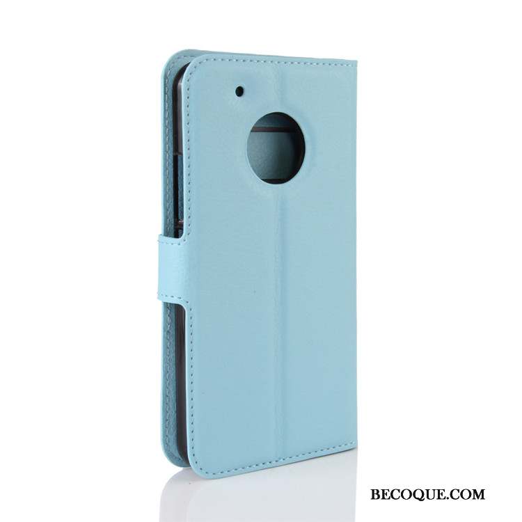 Moto G5 Coque Bleu Clair Étui En Cuir Téléphone Portable Carte Protection Portefeuille