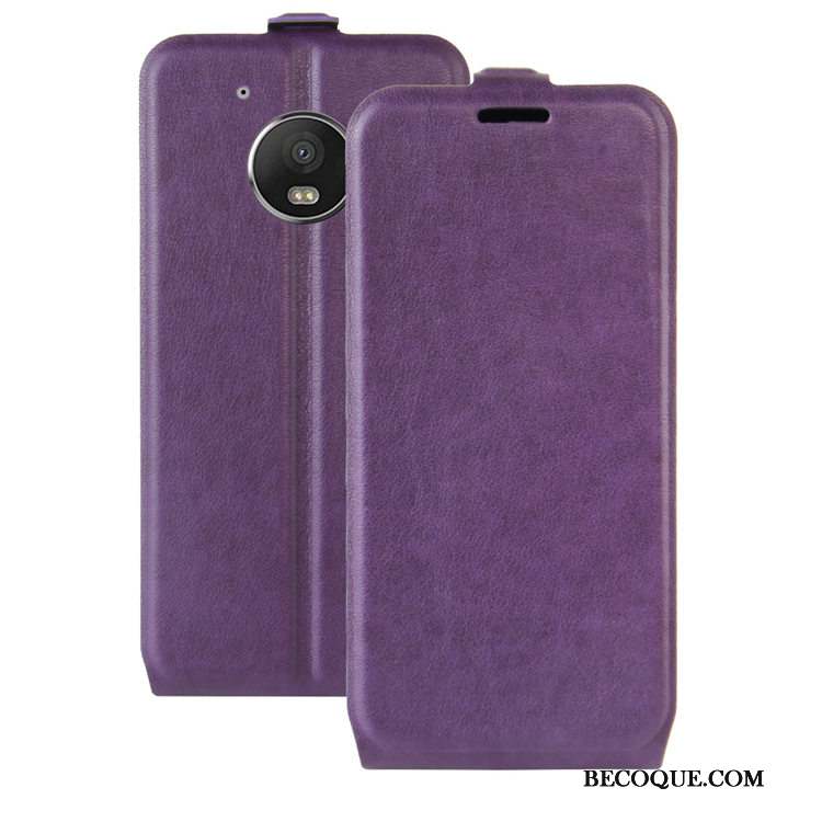 Moto G5 Housse Coque De Téléphone Étui En Cuir Carte Téléphone Portable Violet