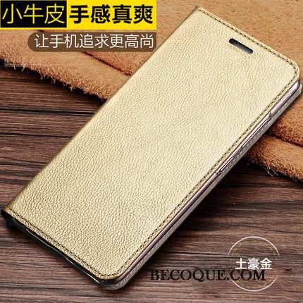 Moto G5 Plus Coque Cuir Véritable Housse Difficile Protection Or Fluide Doux