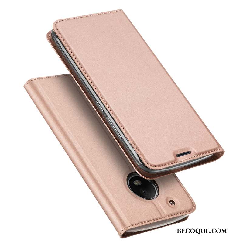 Moto G5 Plus Coque Protection Étui En Cuir Housse Business Tout Compris Or Rose