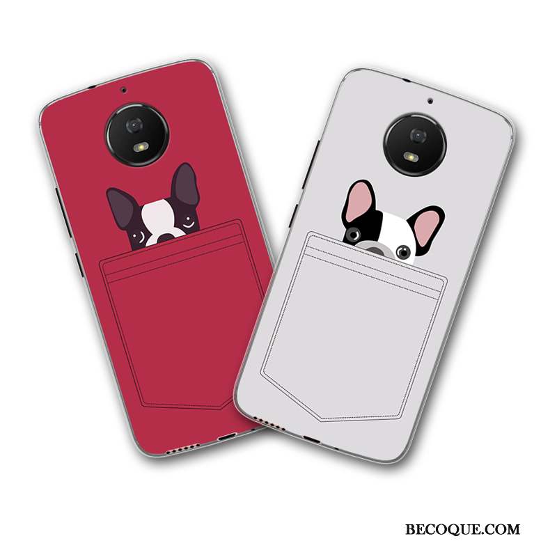 Moto G5 Plus Coque Silicone Gris Protection Rouge Étui Tendance