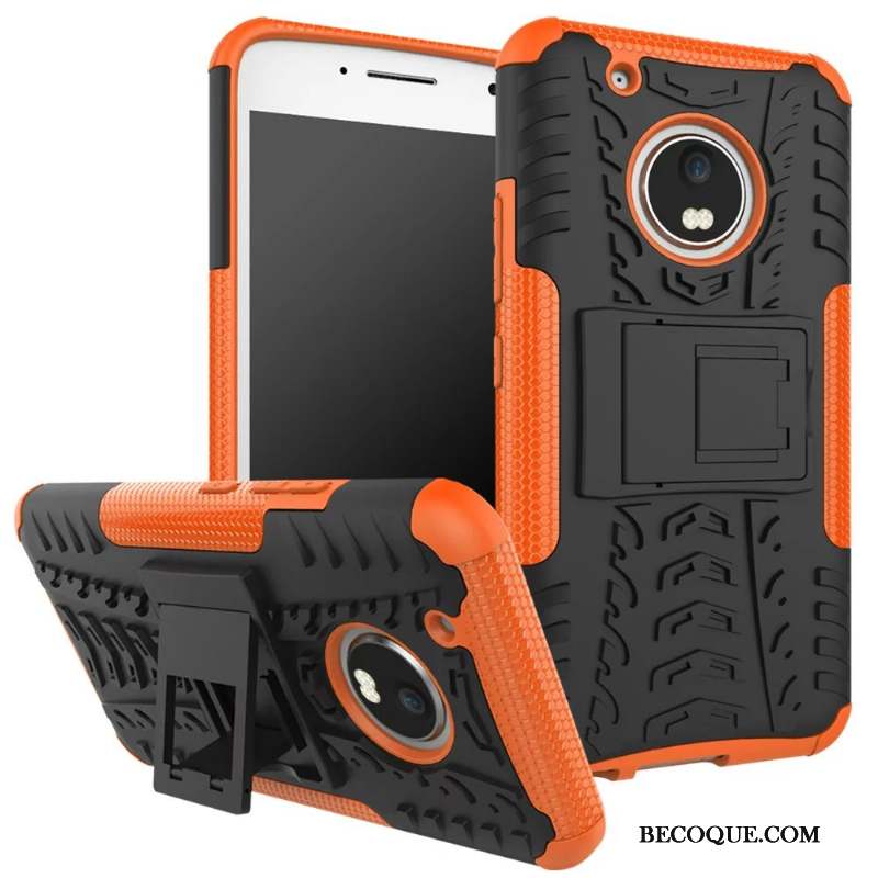 Moto G5 Plus Coque Étui Créatif Support Modèle Fleurie Protection Orange