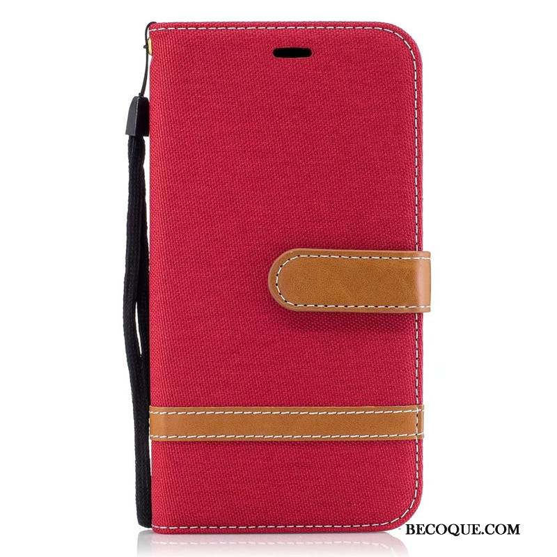 Moto G5 Plus Étui En Denim Rouge Téléphone Portable Coque Protection