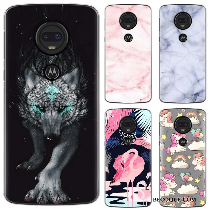 Moto G7 Coque En Silicone Fluide Doux Dessin Animé Noir Créatif Personnalité