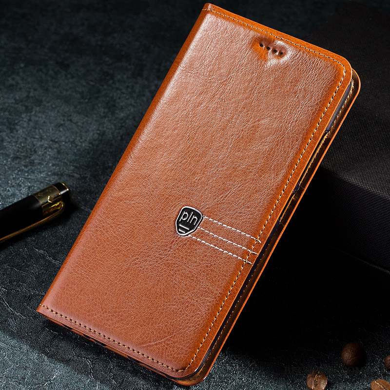 Moto G7 Coque Marron Cuir Véritable Incassable Protection Nouveau Modèle Fleurie