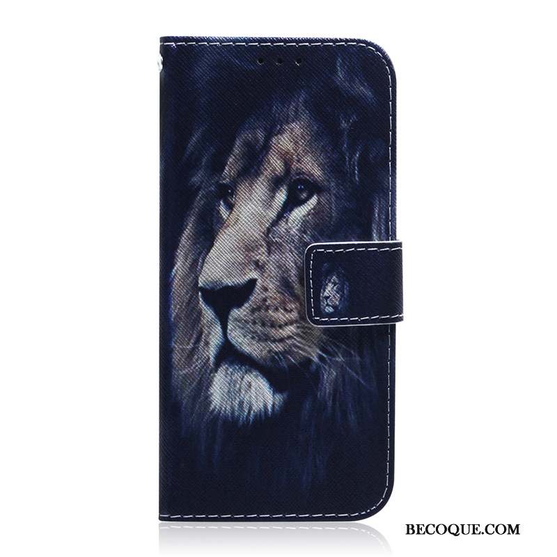 Moto G7 Play Coque De Téléphone Noir Protection Lion Housse Étui En Cuir