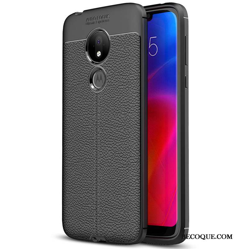 Moto G7 Play Litchi Simple Silicone Fluide Doux Coque De Téléphone Tout Compris