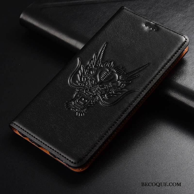 Moto G7 Play Modèle Fleurie Noir Dragon Étui Téléphone Portable Coque De Téléphone