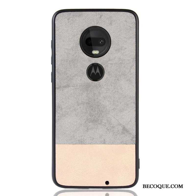 Moto G7 Plus Coque Incassable Tout Compris Protection Cuir Gris