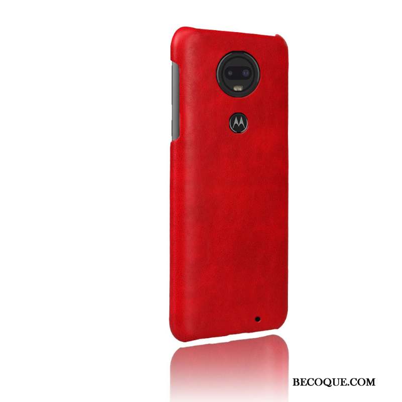 Moto G7 Vintage Cuir Rouge Étui Coque De Téléphone Incassable