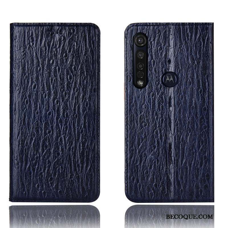 Moto G8 Plus Incassable Coque De Téléphone Cuir Véritable Protection Modèle Fleurie Housse