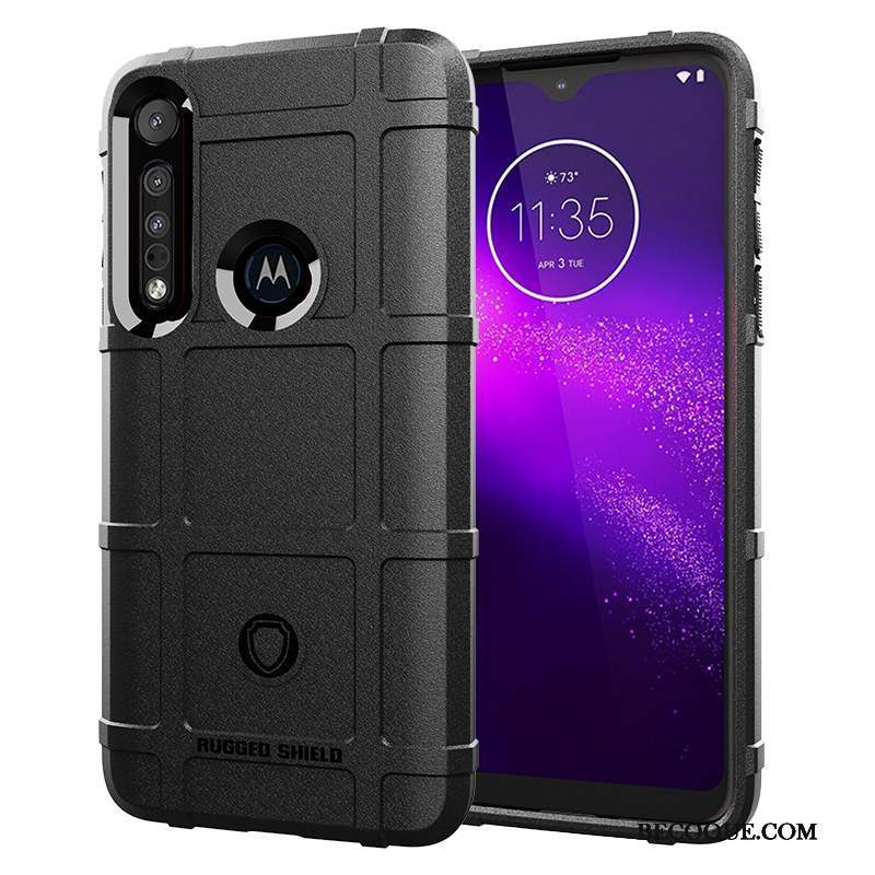 Moto G8 Plus Étui Incassable Coque De Téléphone Noir Silicone Épaissir