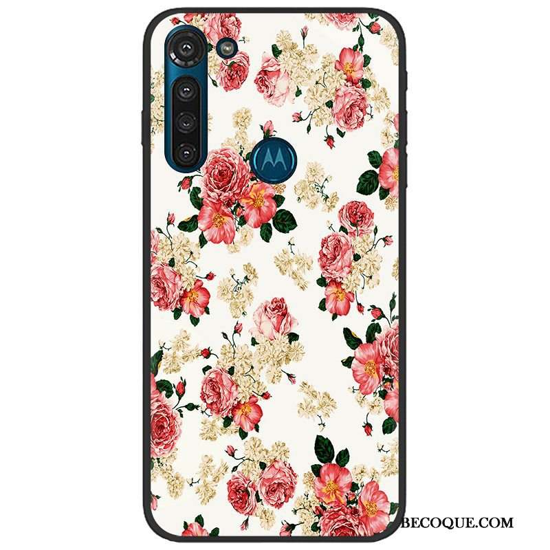 Moto G8 Power Délavé En Daim Fluide Doux Coque Étui Rose Pu