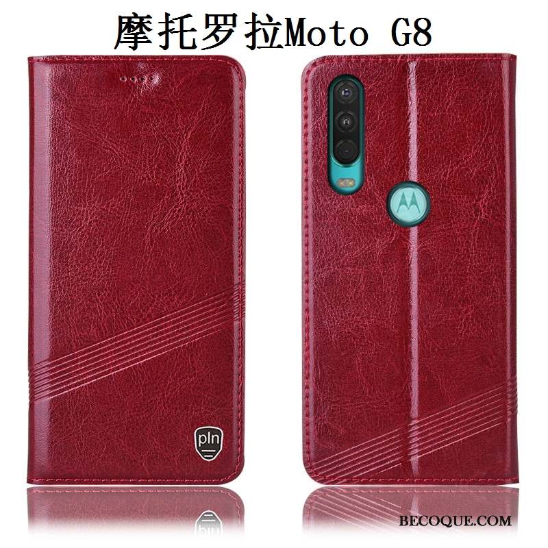 Moto G8 Protection Incassable Tout Compris Étui Coque De Téléphone Rouge