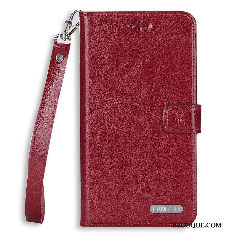 Moto X Coque Cuir Véritable Étui Difficile Rouge Fluide Doux Housse