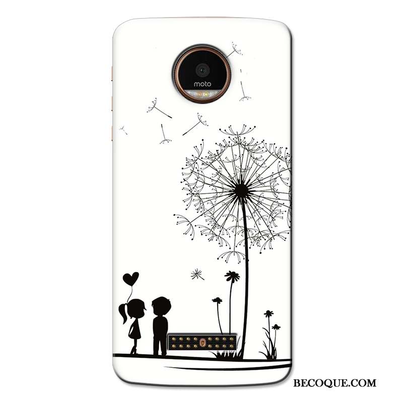 Moto X4 Coque Fluide Doux Dessin Animé Étui Téléphone Portable Protection Blanc