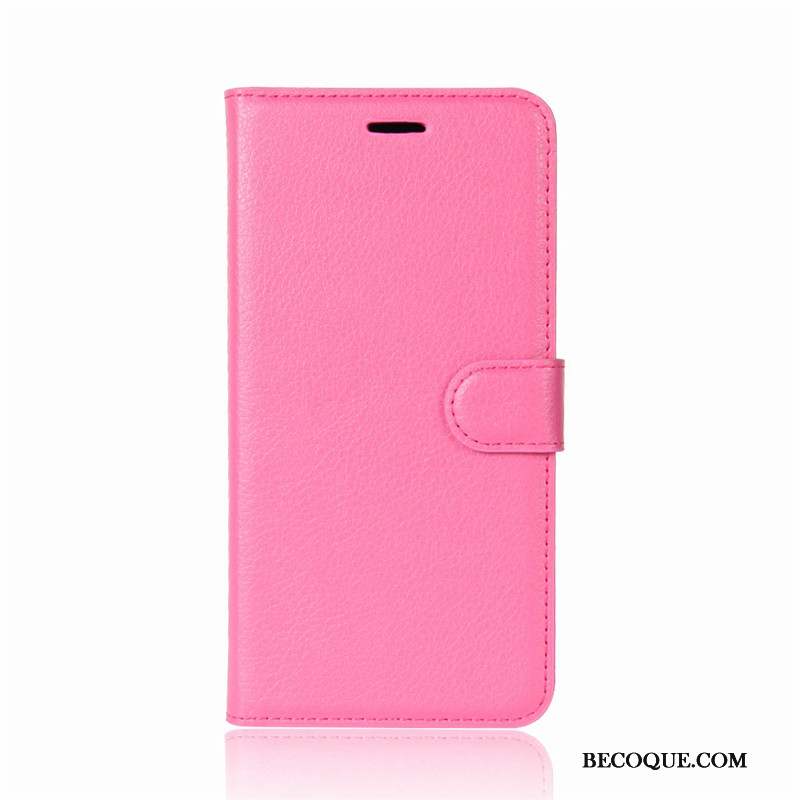 Moto X4 Coque Litchi Business Fluide Doux Rose Portefeuille Protection