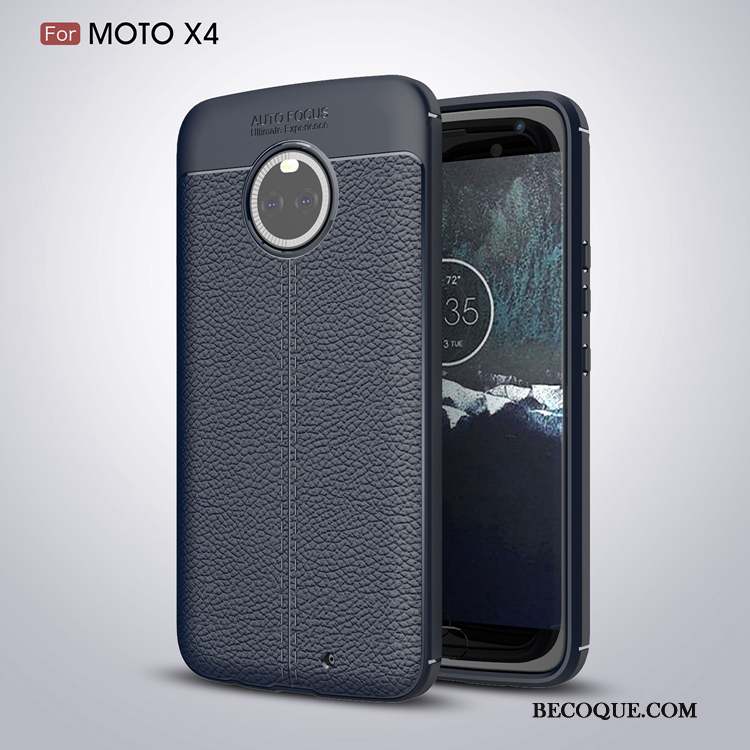 Moto X4 Coque Protection Créatif Simple Tout Compris Bleu Marin Personnalité