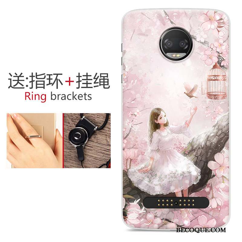 Moto Z 2018 Coque Incassable Étui Protection Fluide Doux Frais Rose