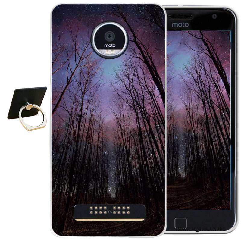 Moto Z Play Coque De Téléphone Violet Gaufrage Tout Compris Étui Dessin Animé