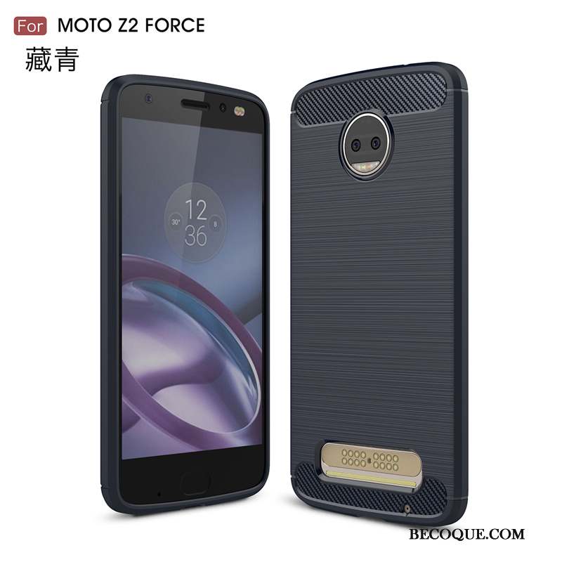 Moto Z2 Force Edition Silicone Fluide Doux Pour Étui Bleu Coque De Téléphone