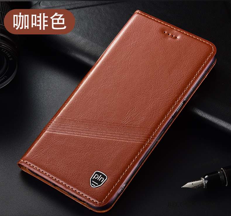 Motorola One Hyper Étui Coque De Téléphone Incassable Protection Cuir Véritable Marron