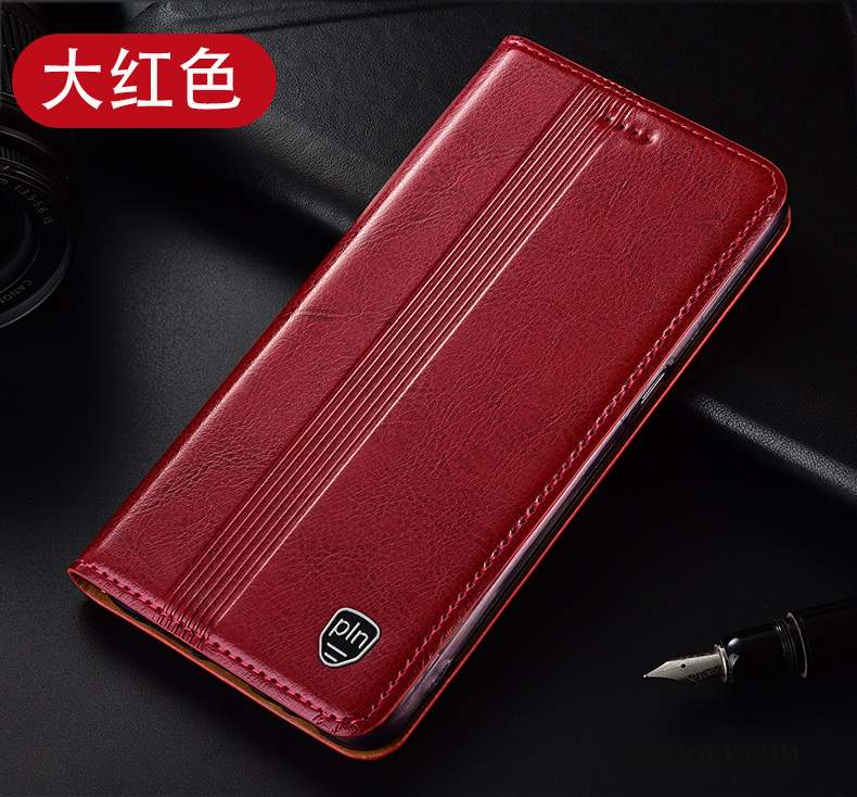 Motorola One Hyper Étui Housse Rouge Cuir Véritable Coque De Téléphone Protection