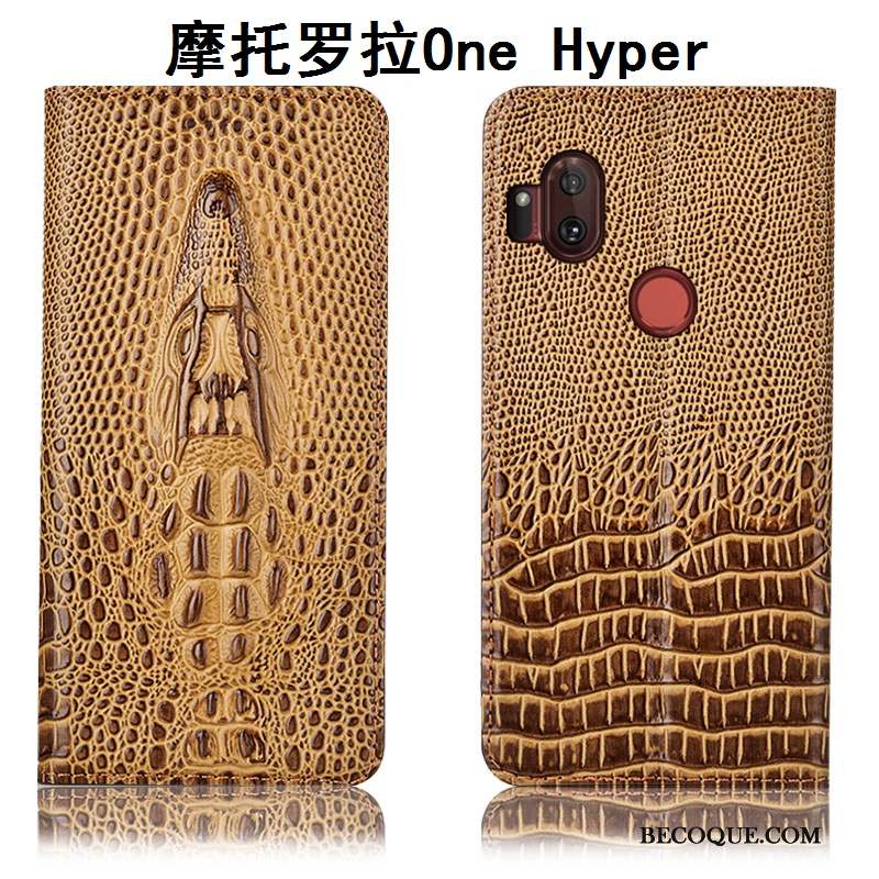 Motorola One Hyper Étui Tout Compris Cuir Véritable Coque De Téléphone Housse Protection