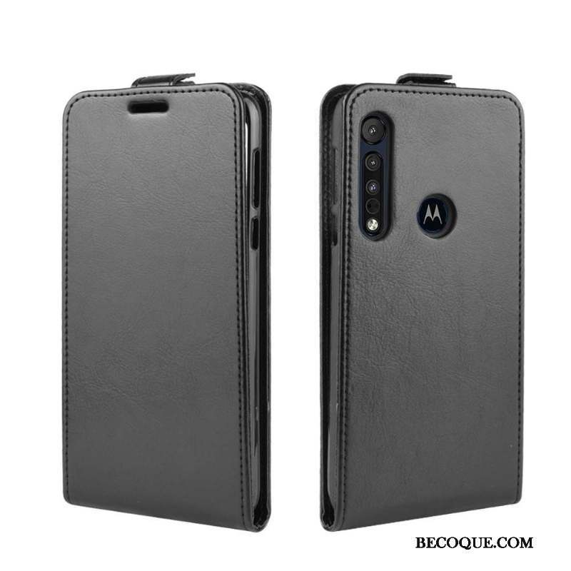 Motorola One Macro Incassable Étui En Cuir Coque De Téléphone Noir Protection Housse