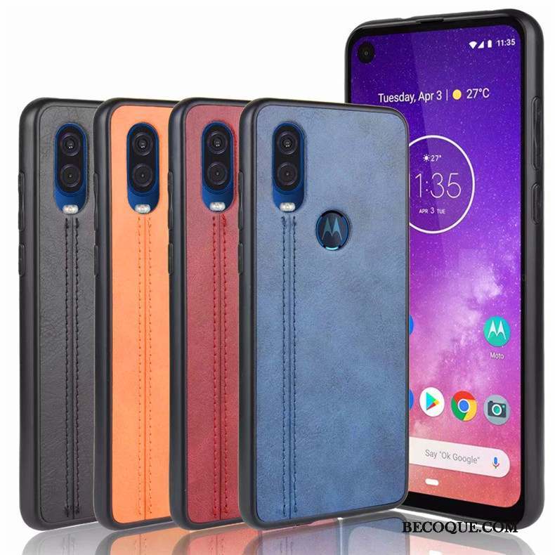 Motorola One Vision Étui Protection Bleu Incassable Coque De Téléphone Tout Compris