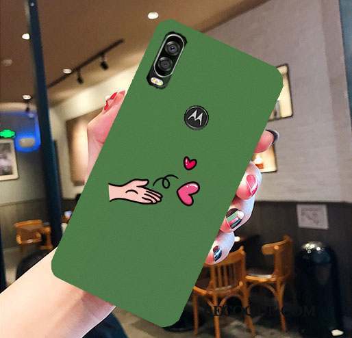 Motorola One Vision Étui Vert Fluide Doux Coque Téléphone Portable Incassable