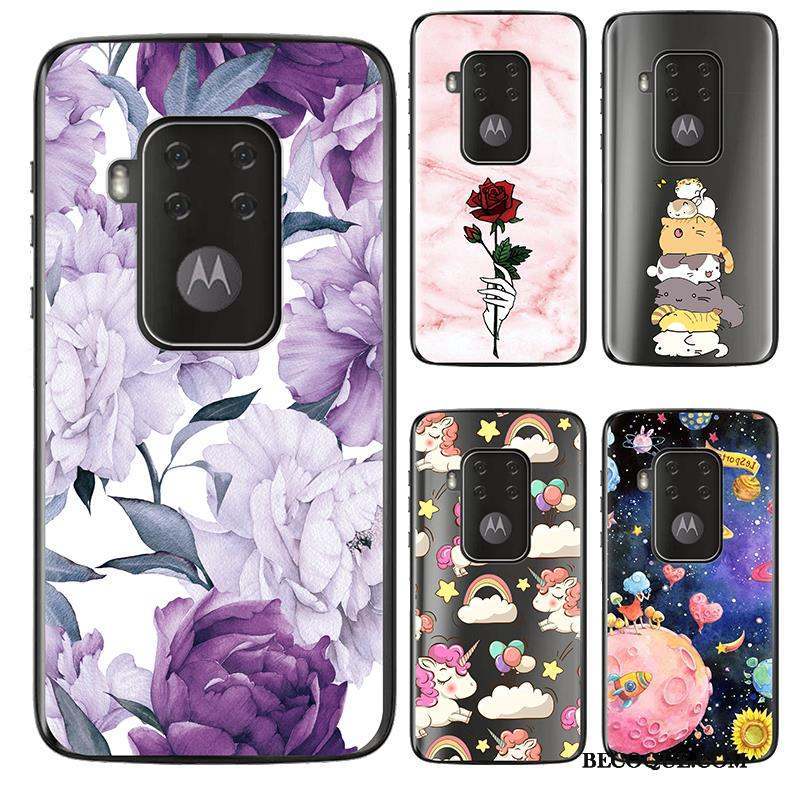 Motorola One Zoom Étui Tissu Violet Peinture Coque De Téléphone Nouveau