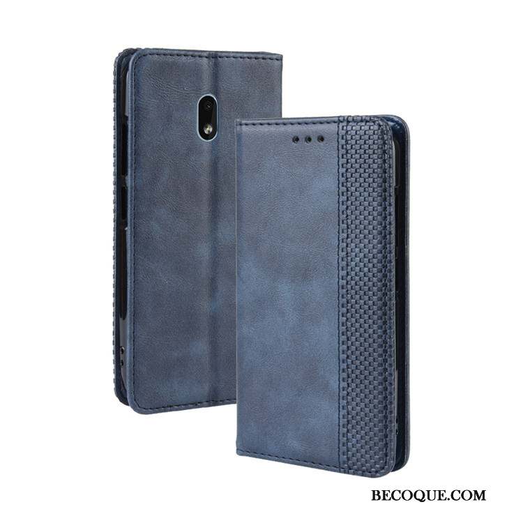 Nokia 2.2 Étui En Cuir Carte Bleu Marin Boucle Magnétique Protection Coque