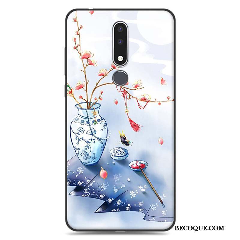 Nokia 3.1 Plus Coque Art Bleu Délavé En Daim Silicone Étui Simple