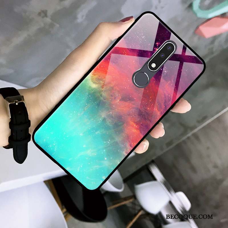 Nokia 3.1 Plus Personnalité Fluide Doux Étui Coque De Téléphone Rouge Verre