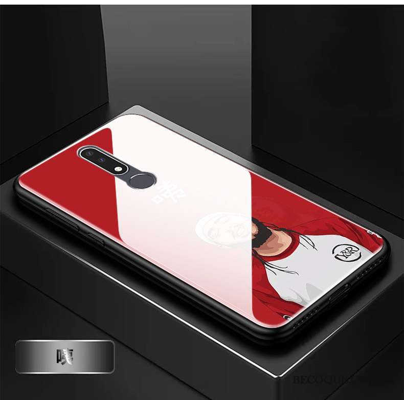 Nokia 3.1 Plus Rouge Charmant Amoureux Coque De Téléphone Dessin Animé Verre