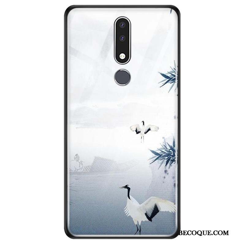 Nokia 3.1 Plus Style Chinois Protection Bleu Coque Verre Étui