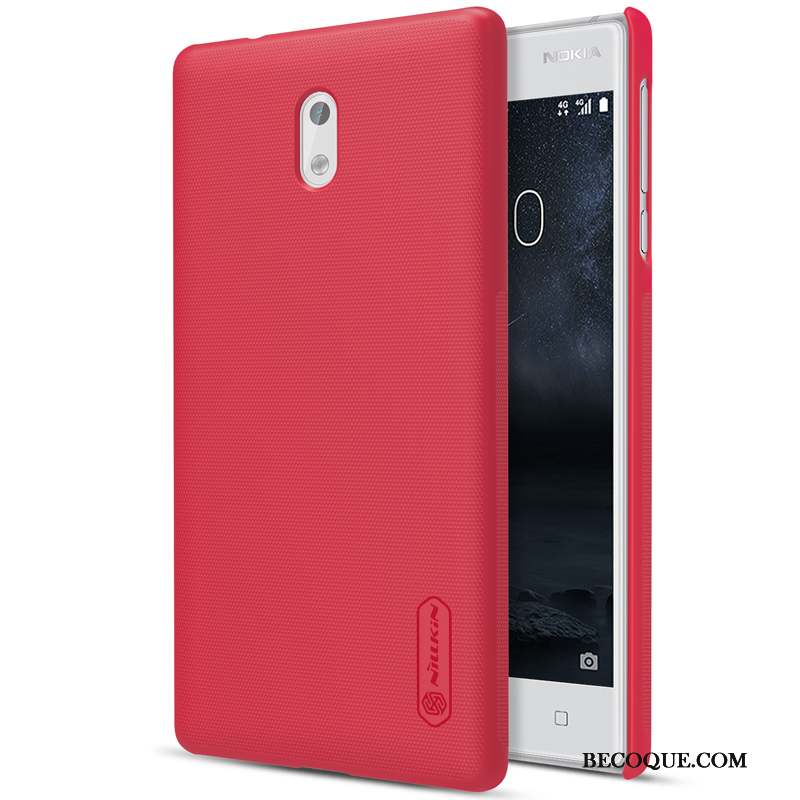 Nokia 3 Délavé En Daim Coque De Téléphone Incassable Protection Rouge