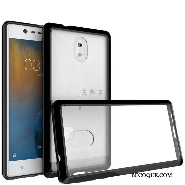 Nokia 3 Incassable Noir Coque De Téléphone Étui Fluide Doux Transparent