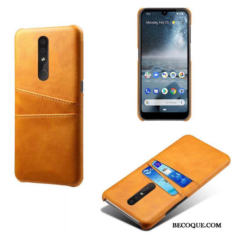 Nokia 4.2 Coque De Téléphone Étui Étui En Cuir Protection Jaune Carte