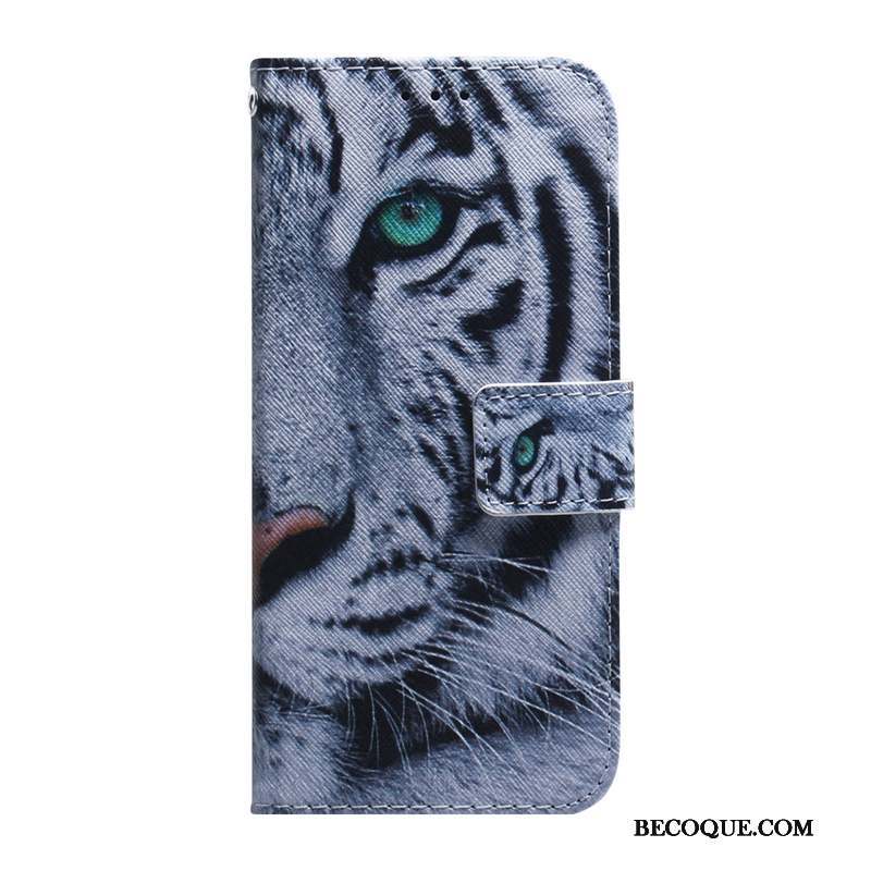 Nokia 6.2 Coque De Téléphone Housse Protection Tigre Blanc Étui En Cuir