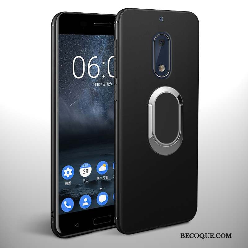 Nokia 6 Noir Incassable Étui Coque De Téléphone Délavé En Daim Nouveau