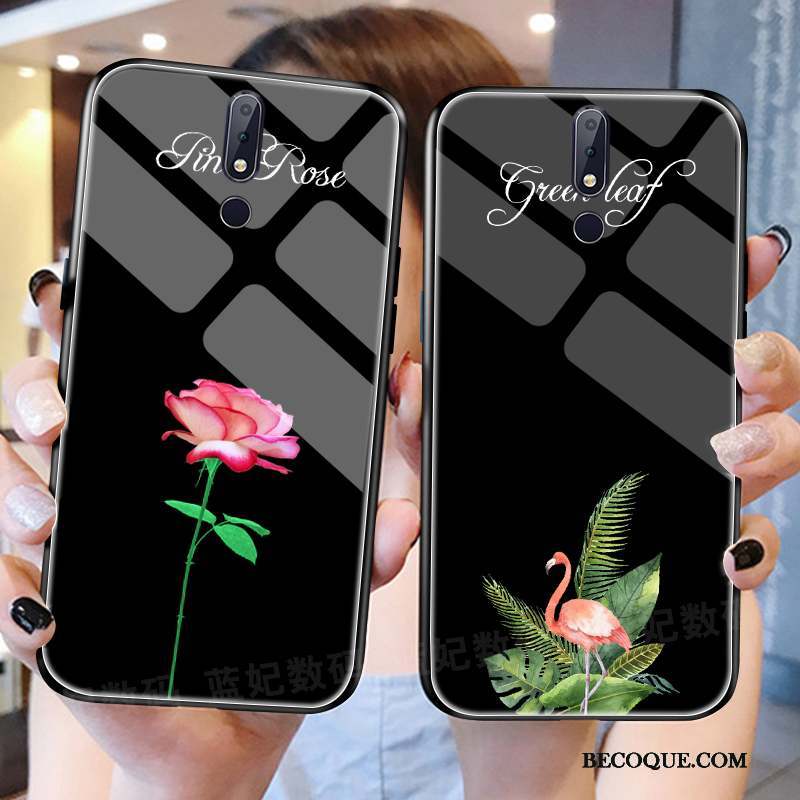 Nokia 7.1 Personnalité Lumineuses Rose Coque De Téléphone Art Verre