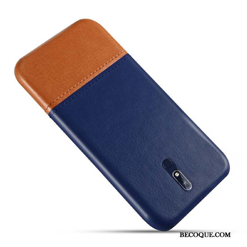 Nokia 7.1 Protection Coque De Téléphone Bleu Qualité Cuir Étui