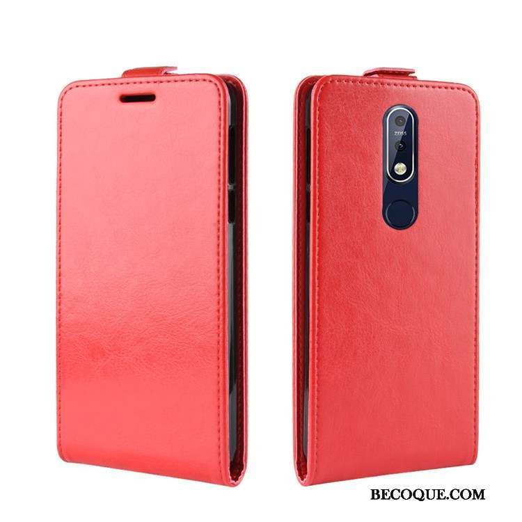 Nokia 7.1 Rouge Étui En Cuir Protection Coque De Téléphone Téléphone Portable